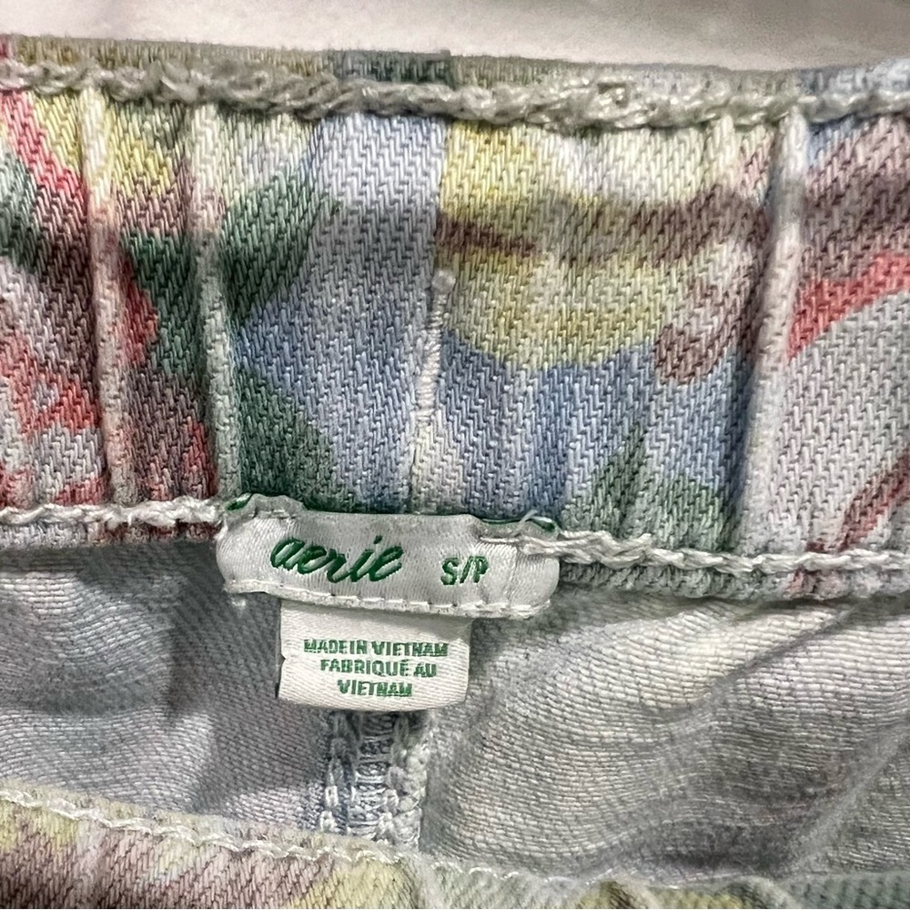 Aerie Elastic Tie Waist Faded Raw Edge Hawaiian Floral Shorts Size Small - Picture 3 of 9